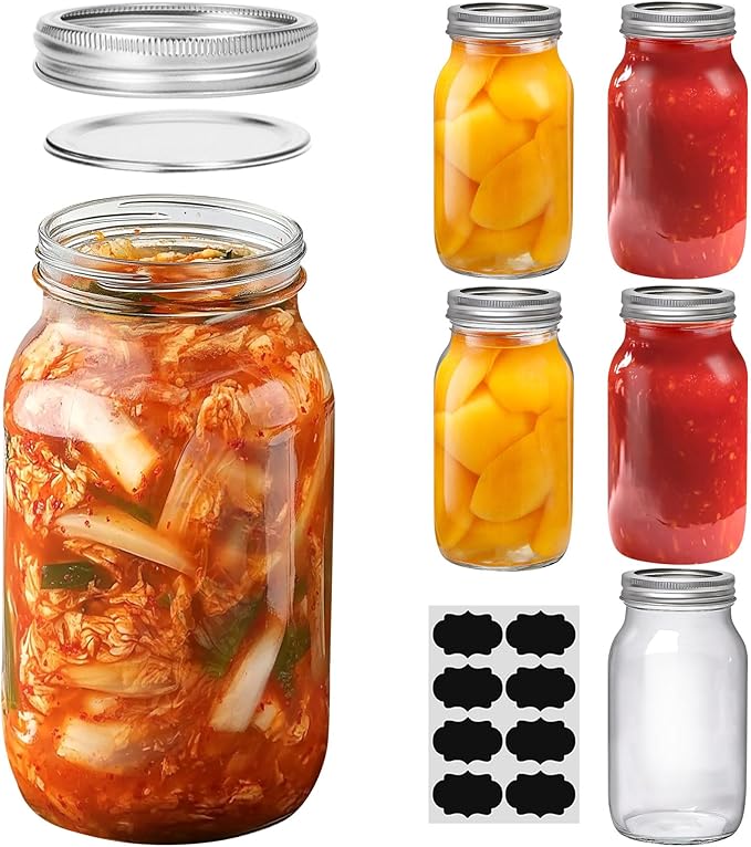 ComSaf 24 oz Mason Jars Regular Mouth 6 Pcs, Large Canning Jars by ComSaf