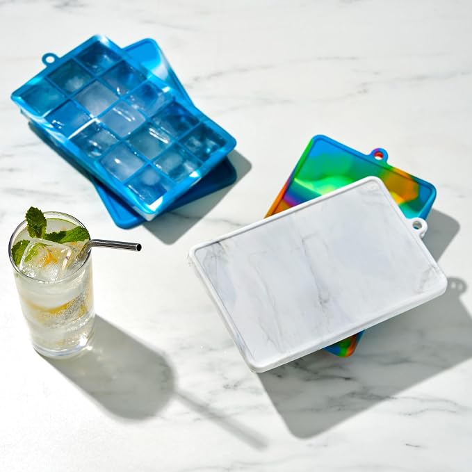 Host Ice Cube Tray with Lid, Makes 15 1.25" Cubes, Durable Silicone Trays - Image 5