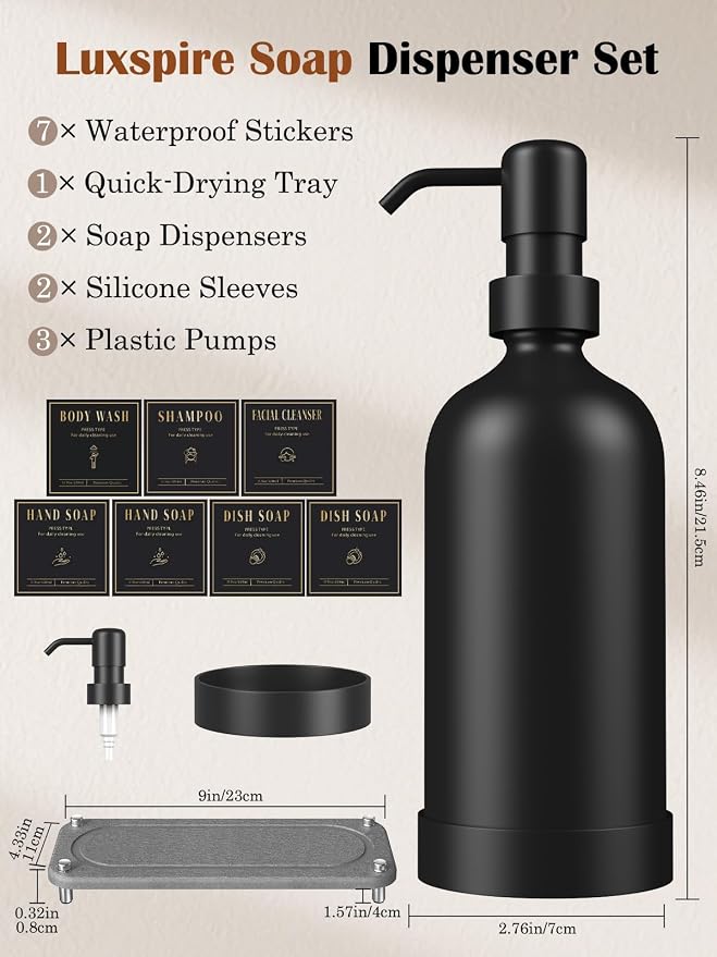 Luxspire Soap Dispenser Set, Hand Soap Dispensers - Image 7