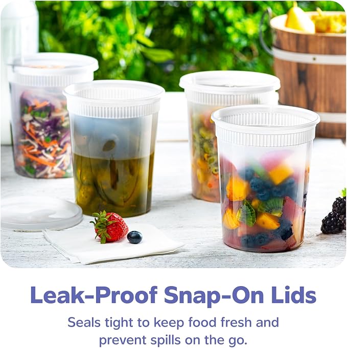 GUSTO [32 oz. - 24 Count Plastic Deli Containers - Disposable Food Storage - Image 5