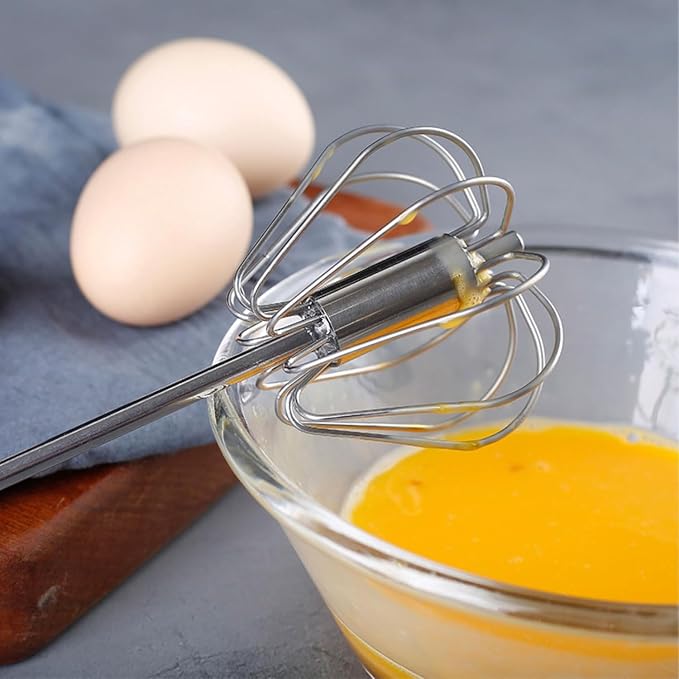 Semi-automatic Whisk, Stainless Steel Egg Beater, Versatile Milk Frother - Image 7