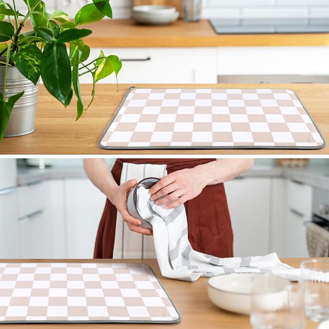 Zonon Dish Drying Mat for Kitchen Counter 16 x 24 Microfiber Absorbent Dish - Image 5