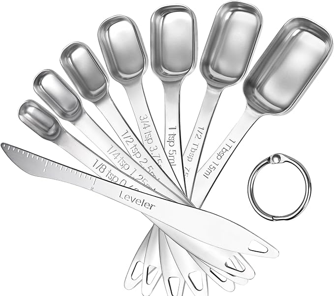 U-Taste Narrow Square Measuring Spoons: 18/8 Stainless Steel Kitchen Measure by U-Taste