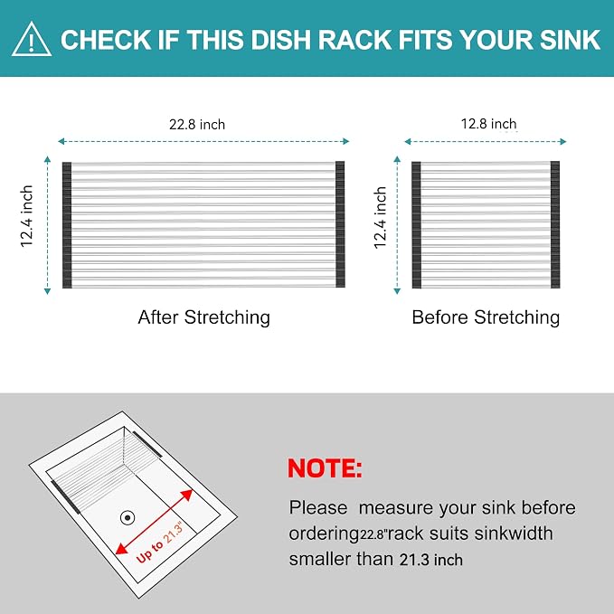 Extra Large Expandable Roll Up Dish Drying Rack, Over The Sink Drying Rack Sink - Image 2