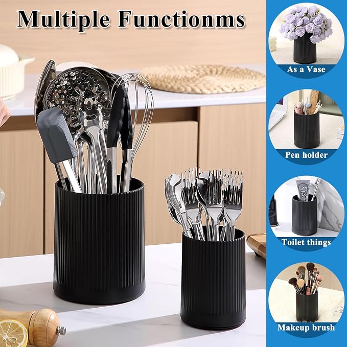 Kyraton Cooking Utensils Holder 2pcs, 360° Rotating Heavy Duty Plastic Kitchen - Image 4