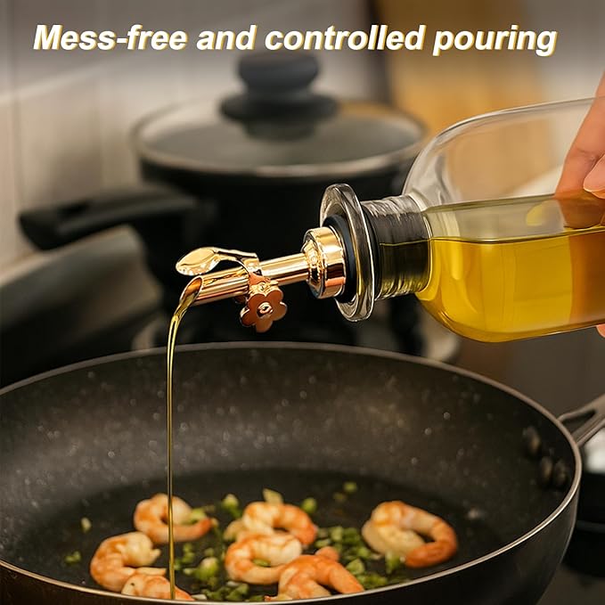 Olive Oil Dispenser Bottle for Kitchen - 350ml Glass Oil & Vinegar Cruet Set - - Image 5