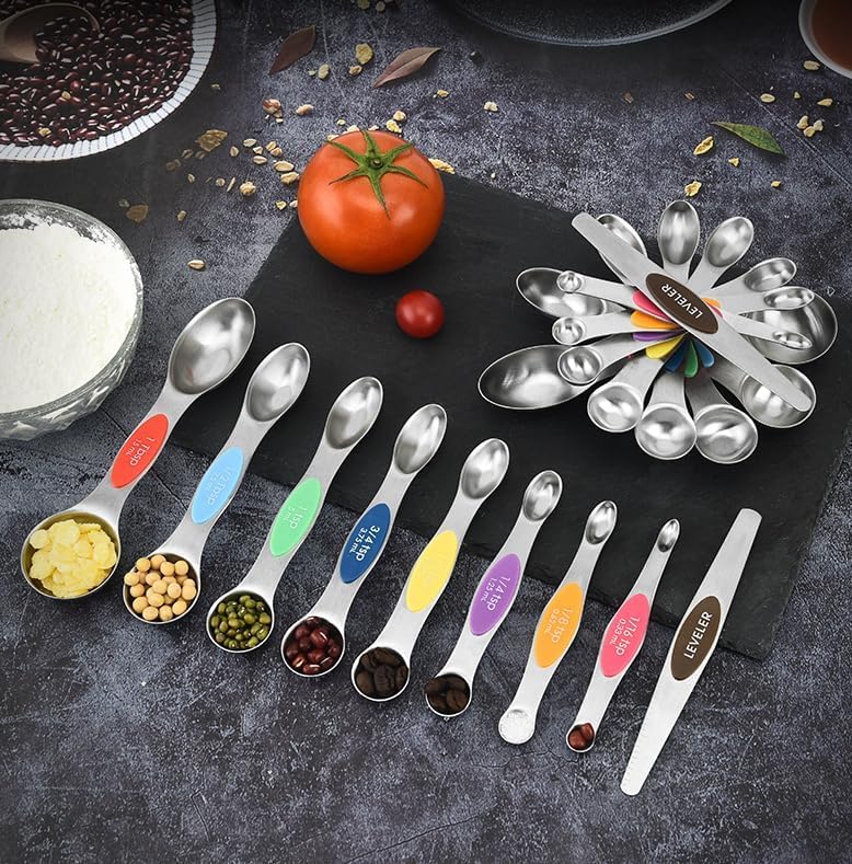 Magnetic Measuring Spoons Set (9-Piece), Stainless Steel Cooking