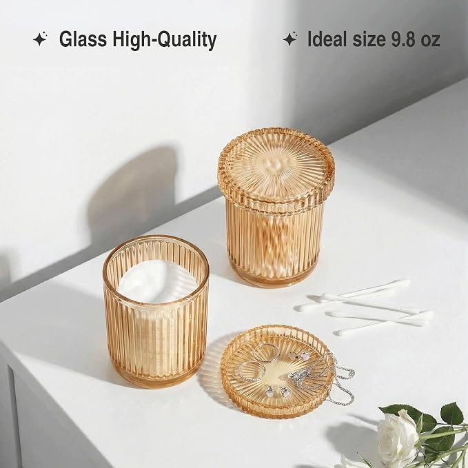 Bathroom Organizers and Storage, 2 Pack Glass Qtip Holder Dispenser, Bathroom - Image 4