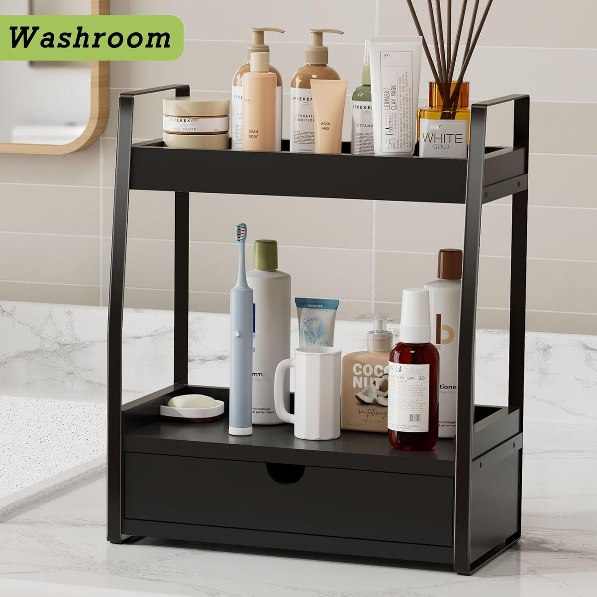 2-Tier Bathroom Organizer Countertop, Bathroom Sink Organizer