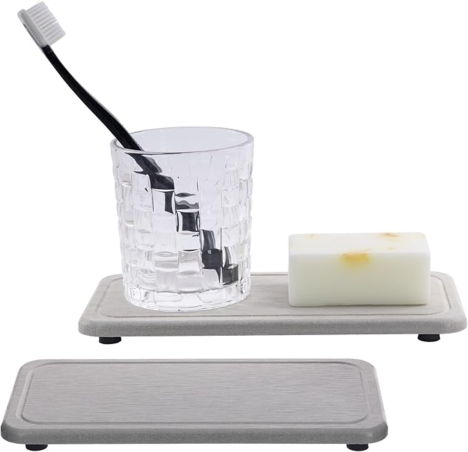 NiuYichee 2 Pcs Water Absorbing Stone Trays, Kitchen/Bathroom Sink Soap Dish - Image 8
