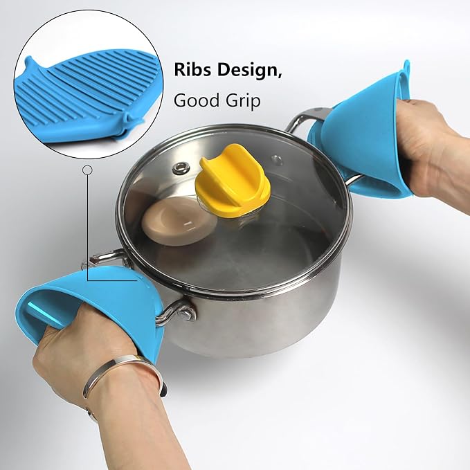 3 Pairs Oven Mitts Silicone Pot Holders Set Heat Resistant - Image 3