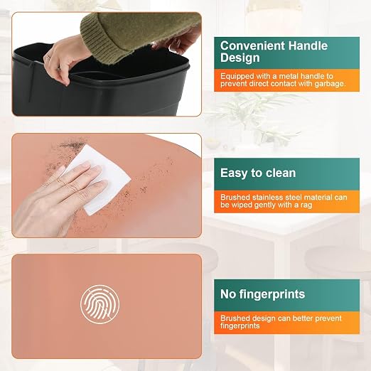 BestMassage 13 Gallon Stainless Steel Trash Can - Image 4