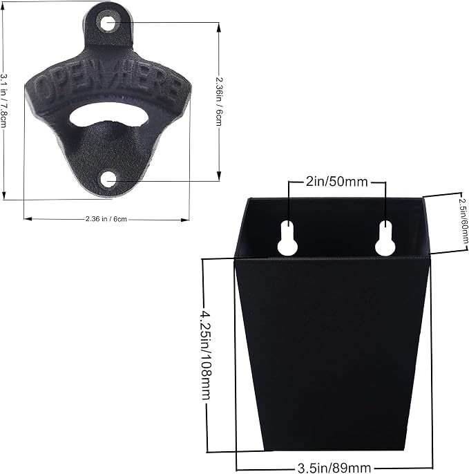 Satin Black Cast Iron Bottle Opener Wall Mounted - Image 5