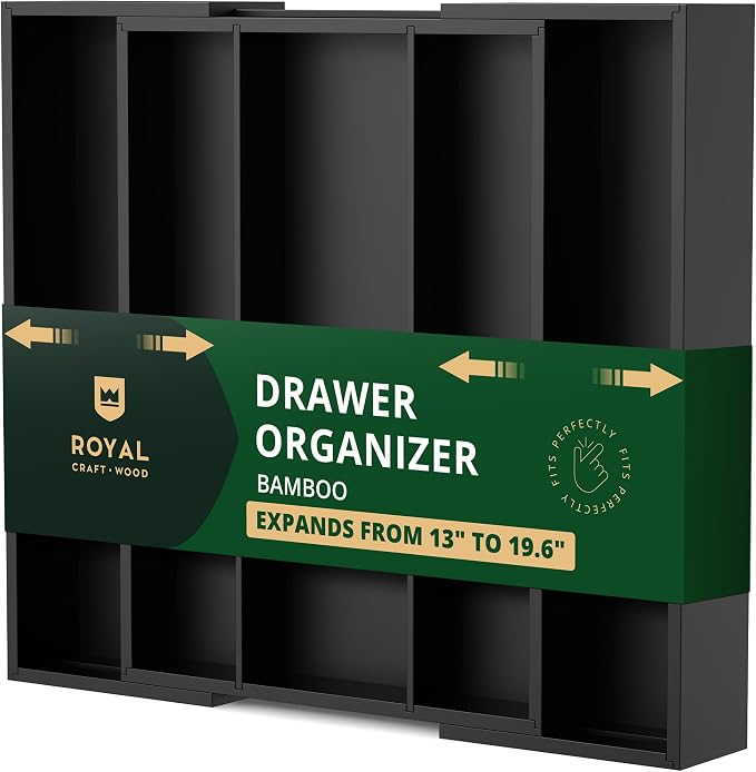 ROYAL CRAFT WOOD Luxury Bamboo Kitchen Drawer Organizer by RoyalCraftWood