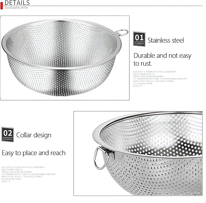 GREATLINK Stainless Steel Colander and Fine Mesh Strainer - Image 6