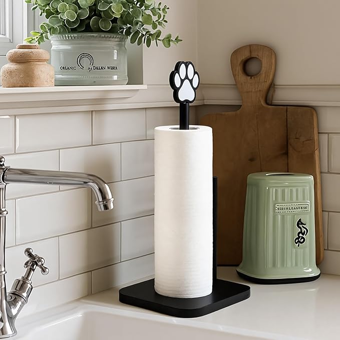 Leinuosen Dog's Paw Paper Towel Holder Farmhouse Dog's Paw Wooden Paper Towel - Image 6