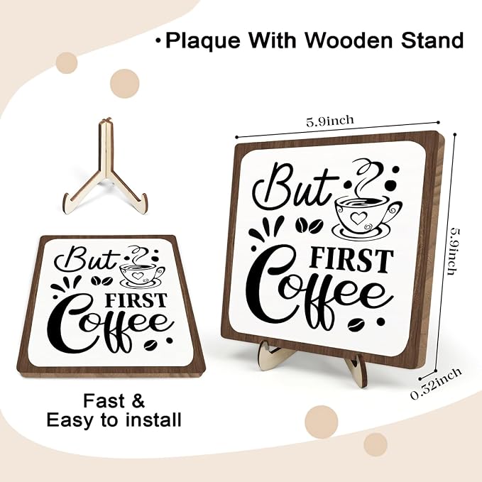 Coffee Bar Sign Plaque, Coffee Bar Accessories, Rustic Farmhouse Cafe Sign - Image 2