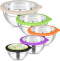 TeamFar Mixing Bowl Set, 4.5/3/1.5/1/0.7 QT Stainless Steel Nesting Salad Bowls by TeamFar