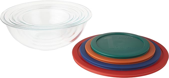 Pyrex Smart Essentials Mixing Bowl Set Including Locking Lids, 8 piece - Image 2