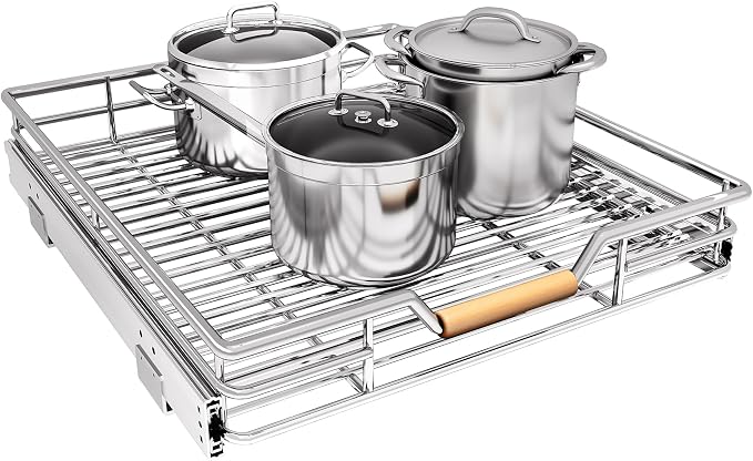Pull out Cabinet Organizer, Heavy Duty Smooth Sliding Under Cabinet Shelves by Kitstorack