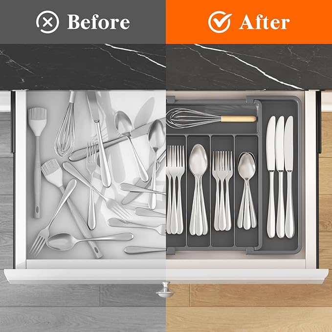 Lifewit Silverware Drawer Organizer, Expandable Utensil Tray - Image 4