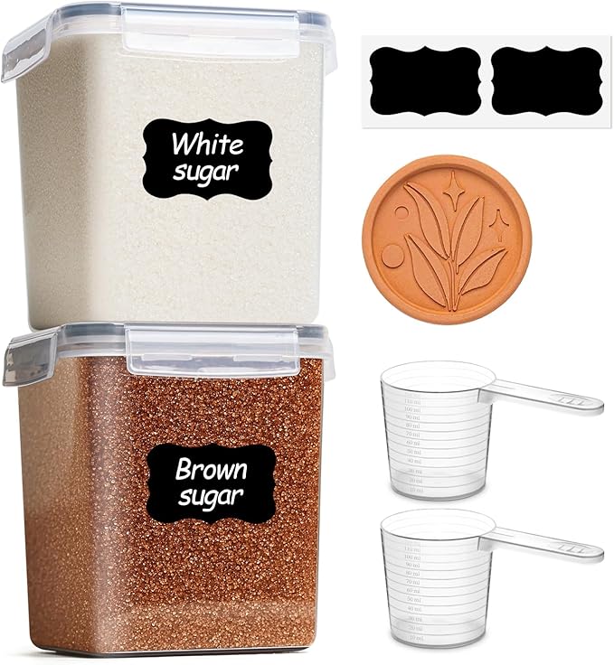 ComSaf Brown Sugar Container Set of 2, Airtight Food Storage Containers by ComSaf