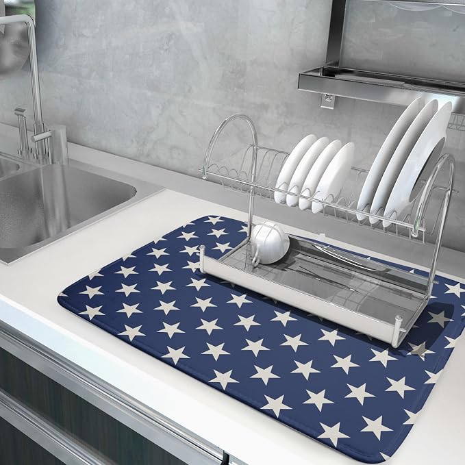 Patriotic July of 4th Blue Star Dish Drying Mat - Image 5