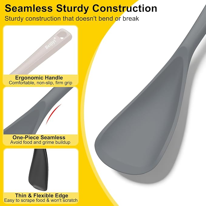 Beijiyi 3 Pack Silicone Spatula Spoon, 12.6 In, BPA-Free Seamless Design - Image 3