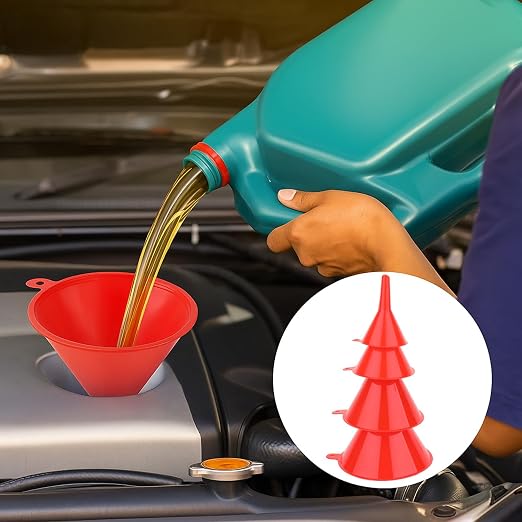 6 Pcs Automotive Oil Funnel Set – Wide Mouth Fuel Funnels - Image 6