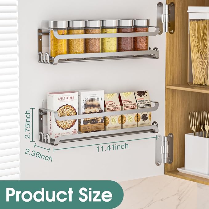 LUCYCAZ 4 Pack Wall Mounted Spice Rack - Image 2