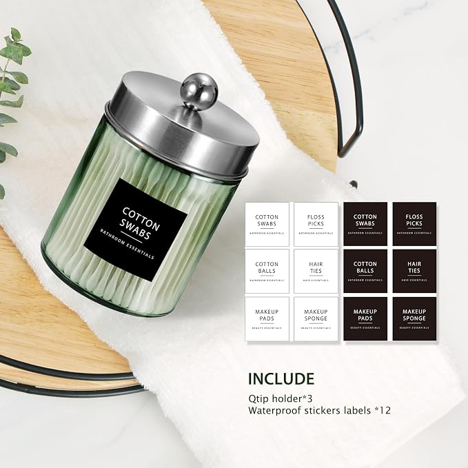 3 Pack Apothecary Jar Canisters Bathroom Vanity Organizer - Image 3