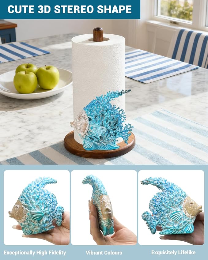 Sea Fish Paper Towel Holder, Coastal Beach Ocean Nautical Decor - Image 3