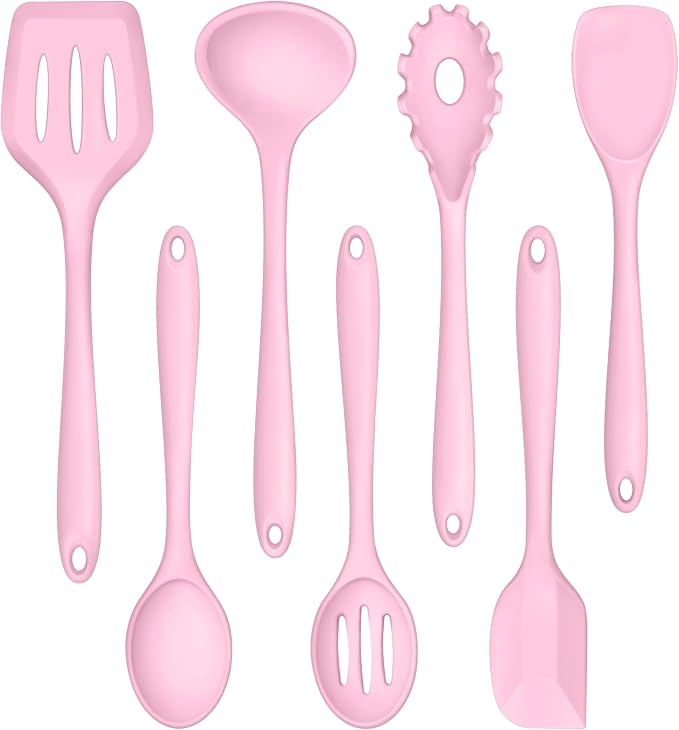 TeamFar Silicone Cooking Utensil Set of 7, Kitchen Nonstick Tools Turner Spoon by TeamFar