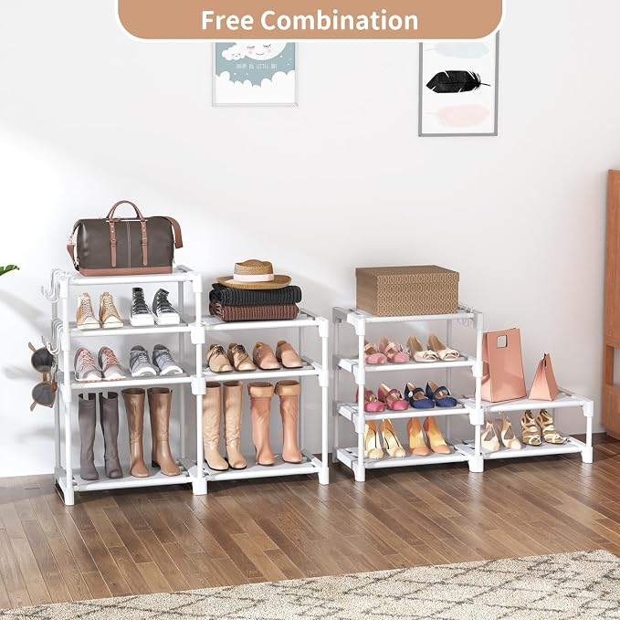 ROJASOP White Shoe Rack, Tall Metal Shoe Rack Organizer - Image 6