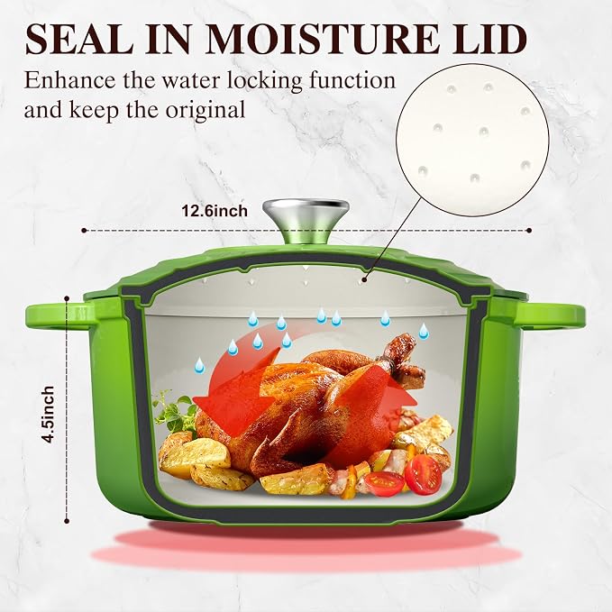Umite Chef 5QT Enameled Cast Iron Dutch Oven Pot - Image 2