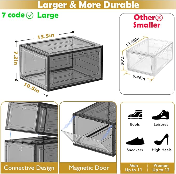 12 Pack Clear Shoe Storage Organizer - Image 3