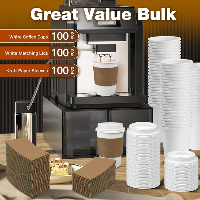 Ginkgo 100 Pack 12 oz Leak-Proof Coffee Cups - Image 6