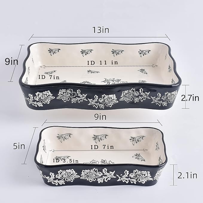 Wisenvoy Baking Dish Casserole Dish Ceramic Lasagna Pan 2-Pcs Bakeware Sets - Image 3