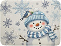Winter Snowman Dish Drying Mat for Kitchen Counter 18x24 Blue Snowflake Bird by Aytipun