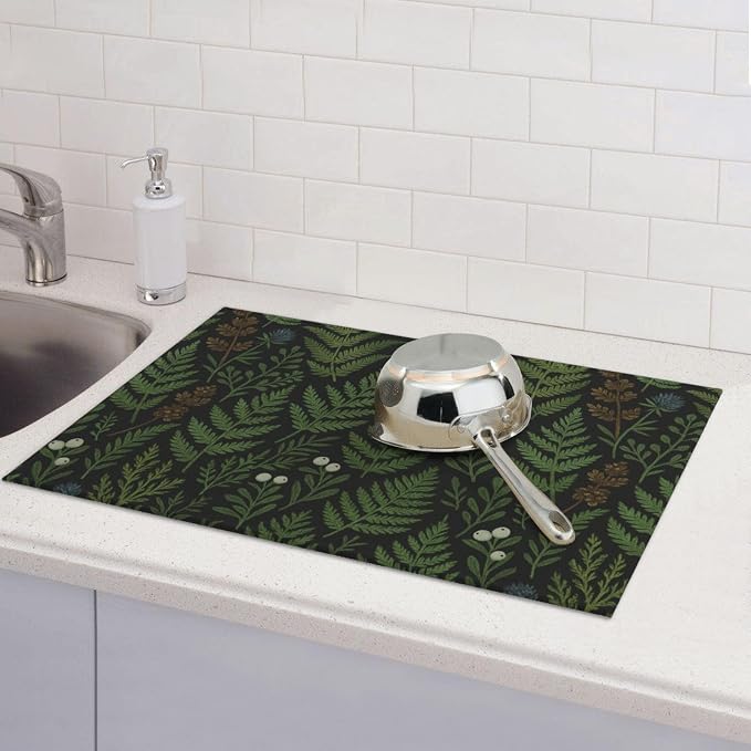 Black Sage Green Plant Dish Drying Mats - Image 7