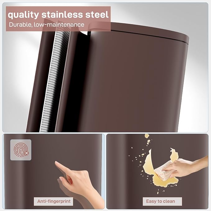 Arlopu 8 Gallon Step Trash Can, Stainless Steel Garbage Bin, Soft-Close Rubbish - Image 3