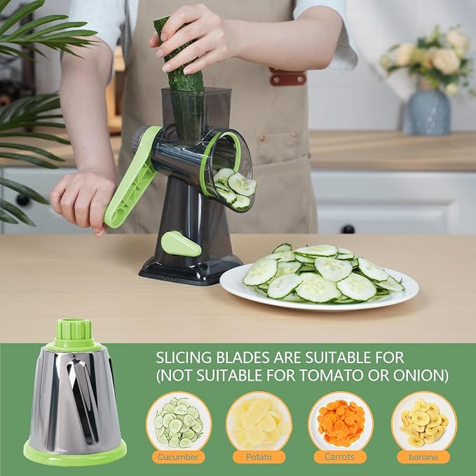 Rotary Cheese Grater with Handle-Versatile Cheese Grater Non-Slip Suction Base - Image 3