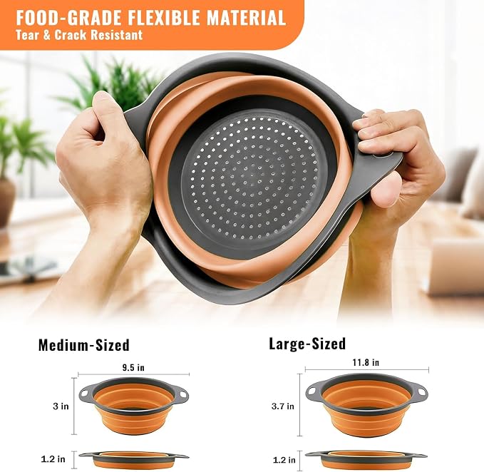 2 Pack Collapsible Silicone Colander - Image 6