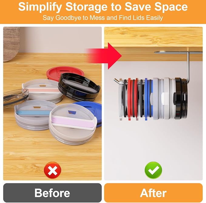 2 Pack Tumbler Lid Organizer, Space Saving Cup Lid Organizer - Image 5