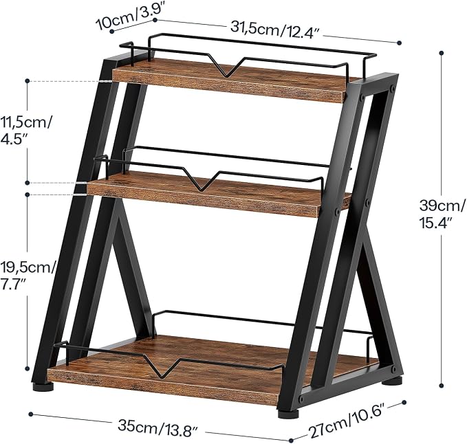 HOOBRO 3-Tier Kitchen Spice Rack, Kitchen Countertop Shelf, Desk Shelf Organizer - Image 2