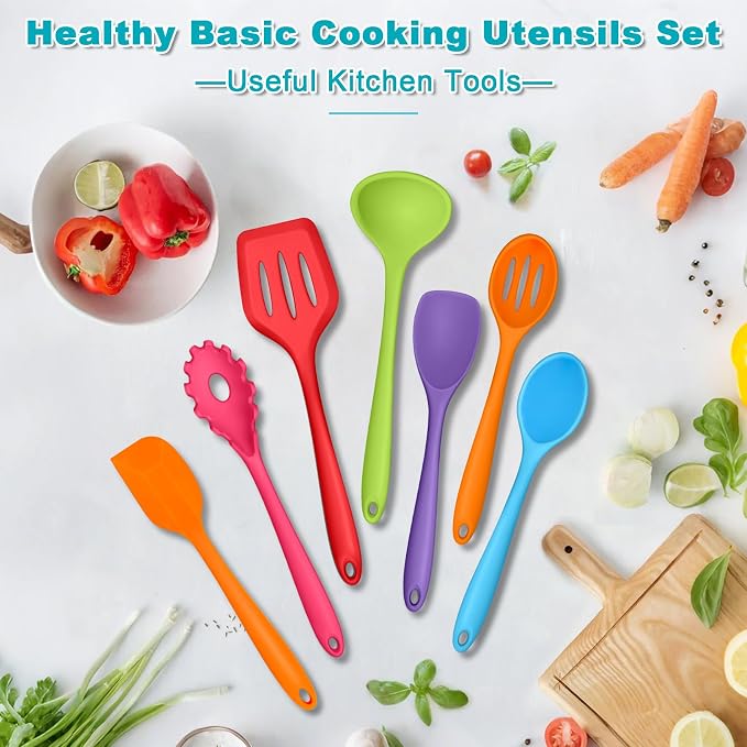 TeamFar Silicone Kitchen Utensils, 7-Piece Kitchen Cooking Utensil Set - Image 7