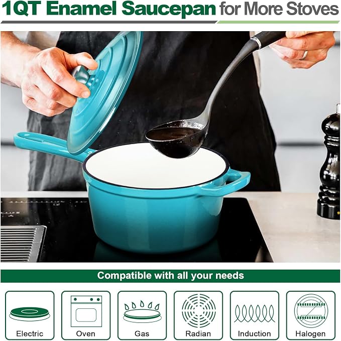 HaSteeL 1 QT Cast Iron Saucepan, Mini Enamel dutch oven - Image 3