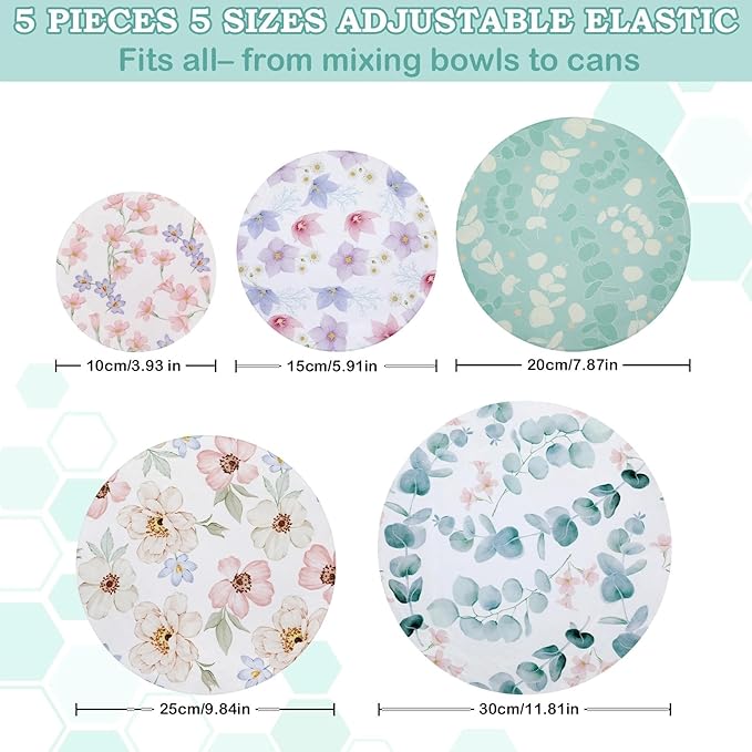 5-Size Reusable Beeswax Bowl Covers - Image 2