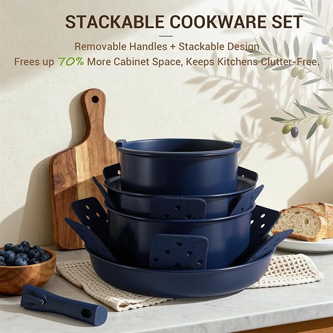 Ammeloo 18-Piece Ceramic Pots and Pans Set Non Stick, Non Toxic Cookware Set - Image 7