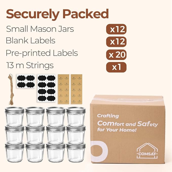 ComSaf 8 oz Wide Mouth Mason Jars, and Crafters Creating DIY Candles and Party - Image 8